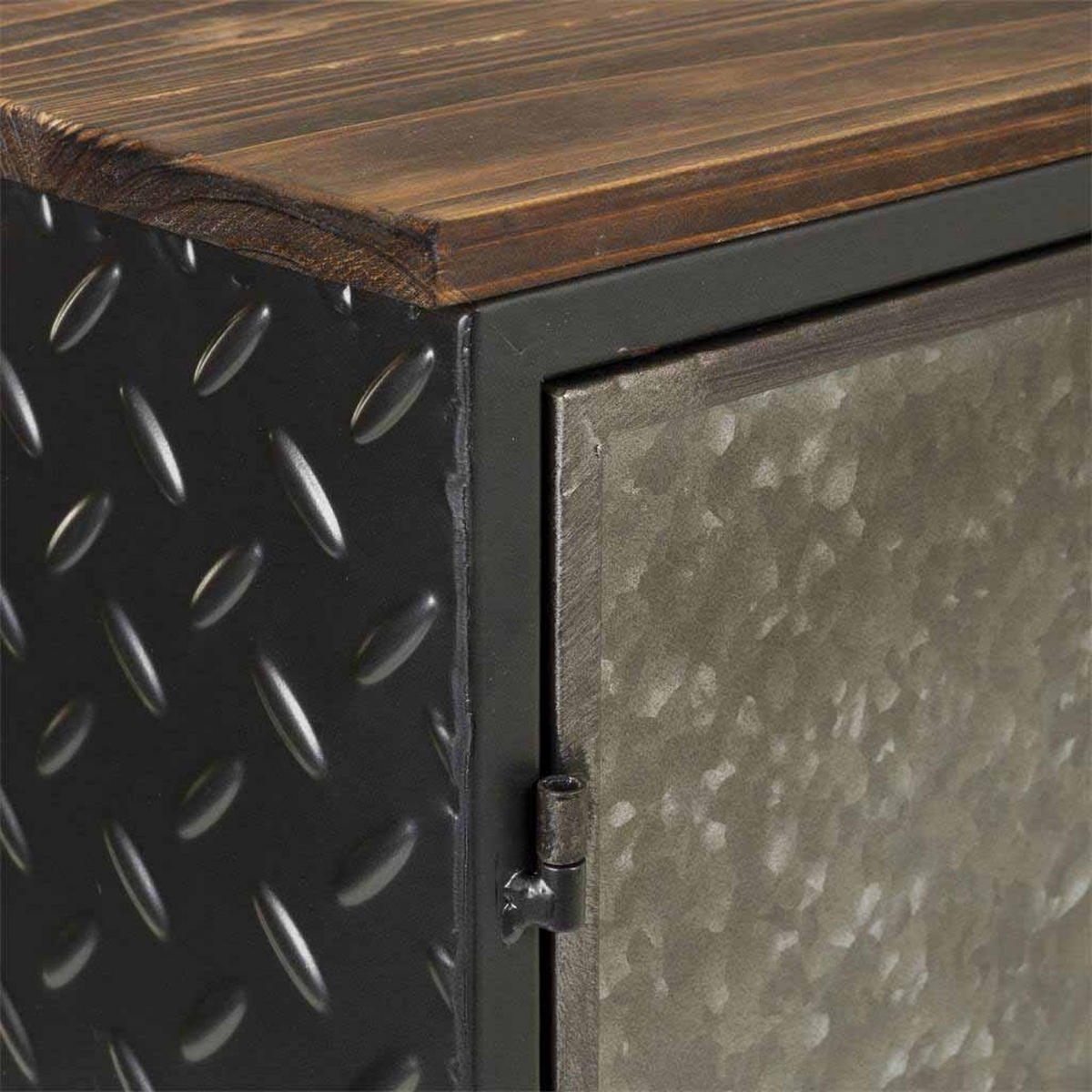 NACHTTISCH aus Metall und Holz, braun, 37x24x57cm - Grau, Metall (37/56.5/23.5cm) - Wanderlust