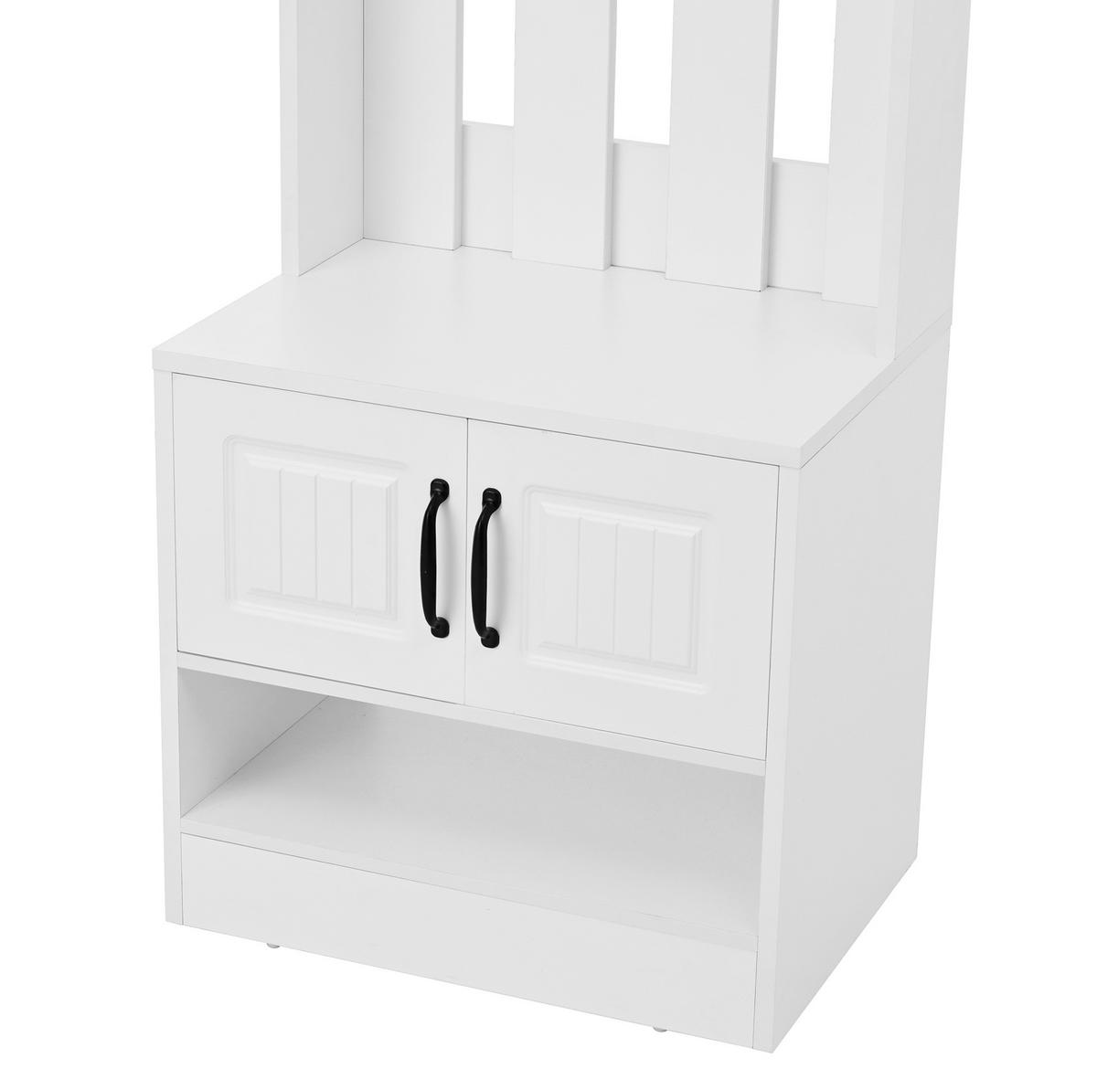 SCHUHSCHRANK 50/190/36 cm Weiß aus Spanplatte mit 2 Türen und 8 Haken - Weiß, Holzwerkstoff (50/190/36cm) - OKMYHOME