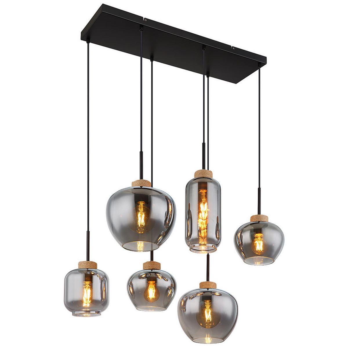LED HÄNGELEUCHTE Metall Grau Rauchglas - Grau, Glas (80/40/120cm) - Globo Lighting