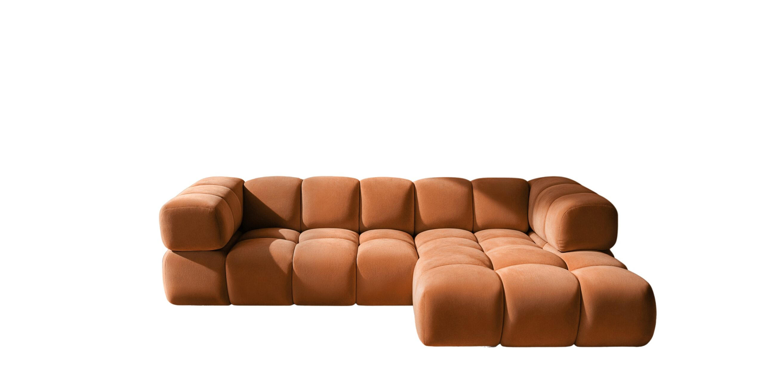 ECKSOFA L-Form Averro, stoff Bluvel, Zimtfarbe, Rechts - Hellbraun, Holz (280/150cm) - Kaiser Möbel