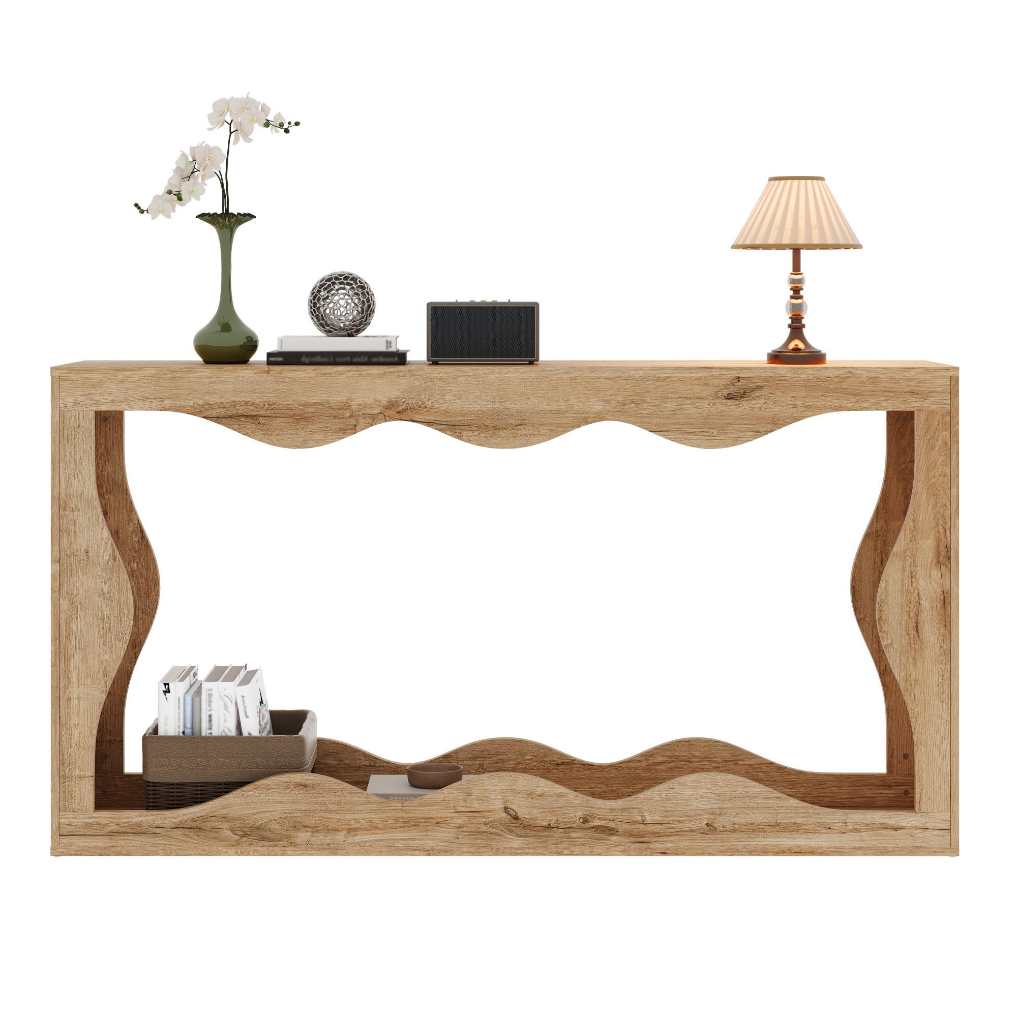 KONSOLENTISCH Wellenkante 2 Ebenen Holz - Naturfarben, Holzwerkstoff (30/160.5/86.5cm) - Fortuna Lai