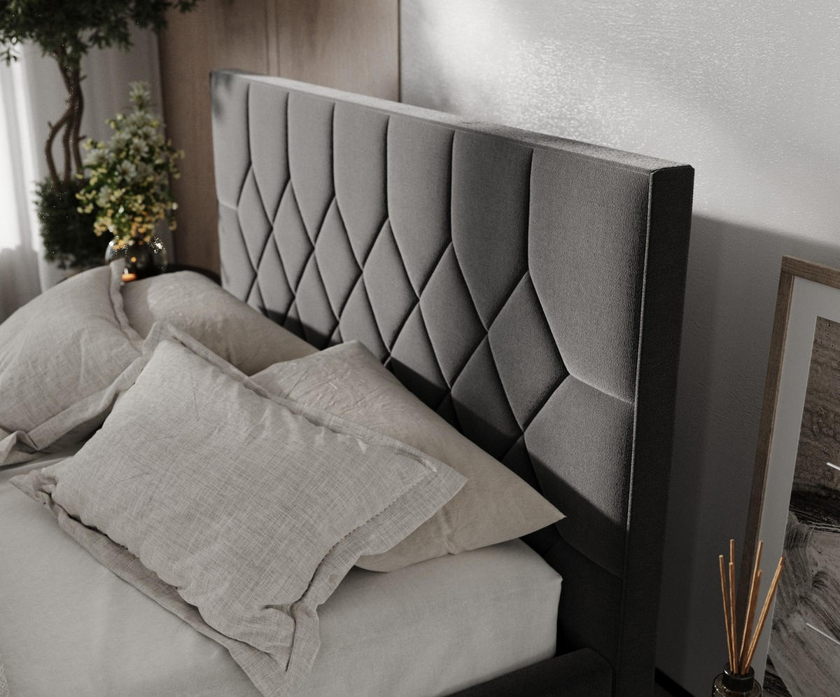 POLSTERBETT Brisa 180/200 cm Schwarz im Asti Stoff - Schwarz/Naturfarben, Holz/Holzwerkstoff (180/200cm) - AltaBeds