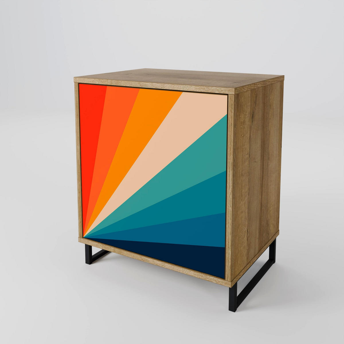SIDEBOARD PRISM CONCUSSION, Eichefarben, 57,5x42x75,5 cm, Goldfarbene Metallfüße - Eichefarben/Goldfarben, Holzwerkstoff/Metall (57.5/75.5/42cm) - SpaceRebels