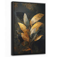 LEINWAND Bilder mit Rahmen - Golden Leaf Komposition - Botanical Luxury - 40x60 - Goldfarben, Textil (40/60cm) - MuchoWow