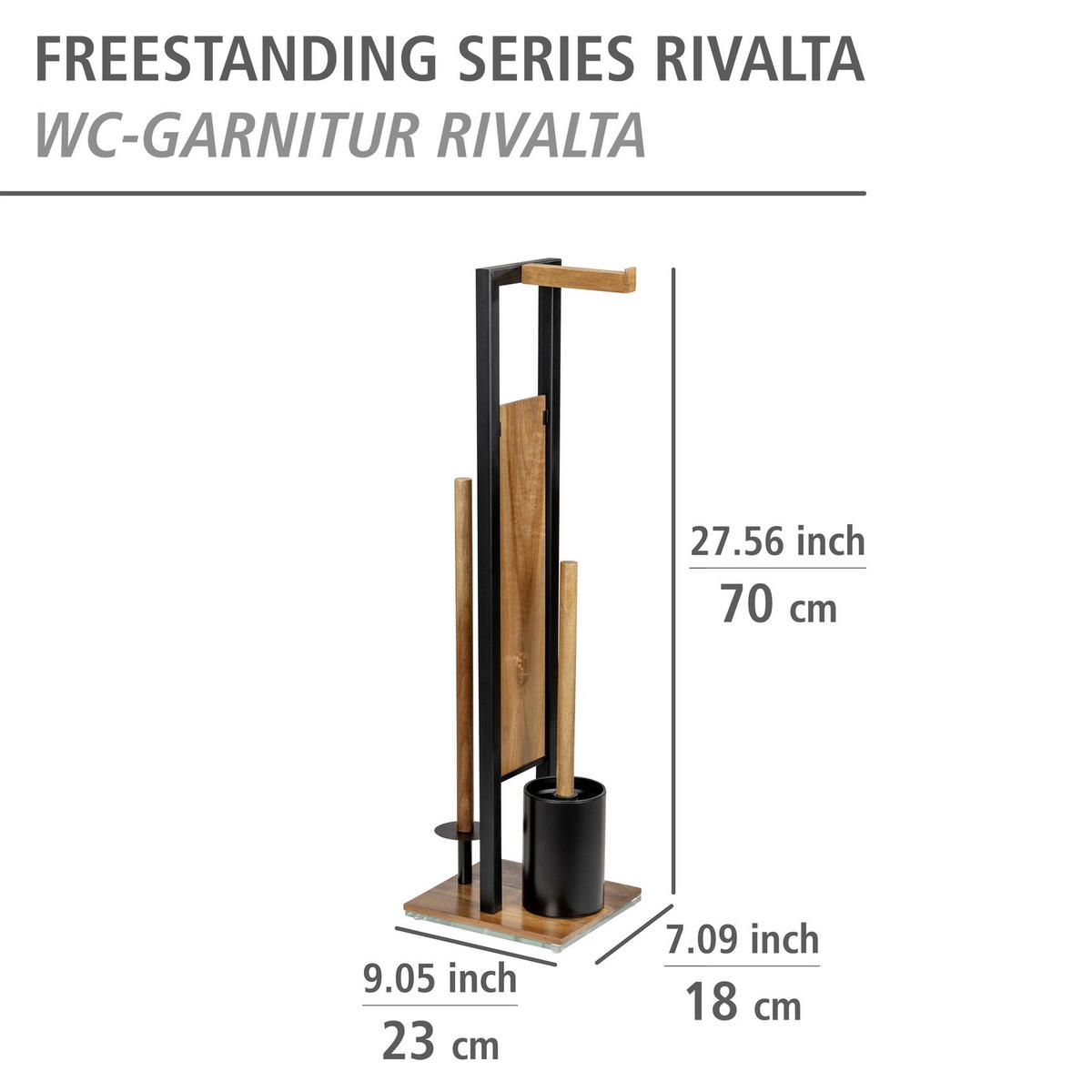 TOILETTENPAPIER- und Bürstenhalter Rivalta 18/23/70 cm - Braun, Metall (23/70/18cm) - Wenko