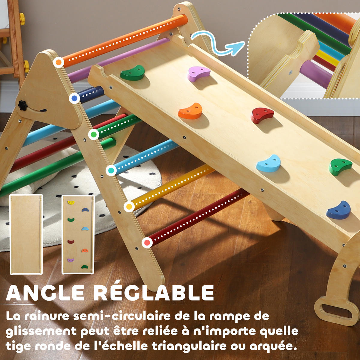 KINDER-KLETTERTRIANGEL DE-18407 Bunt - Multicolor, Holzwerkstoff (42/68cm) - ComfortXL