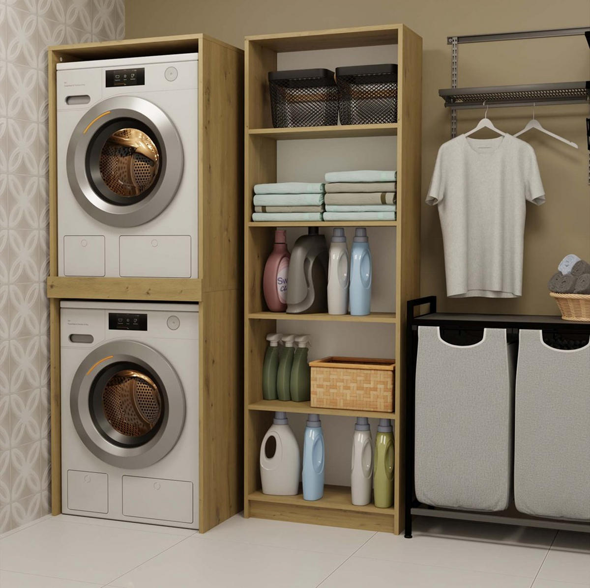 WASCHMASCHINENUMBAUSCHRANK C1 Artisan 64/180/64 - Eiche Artisan, Holzwerkstoff (64/180/64cm) - RAUMHIRSCH FURNITURE