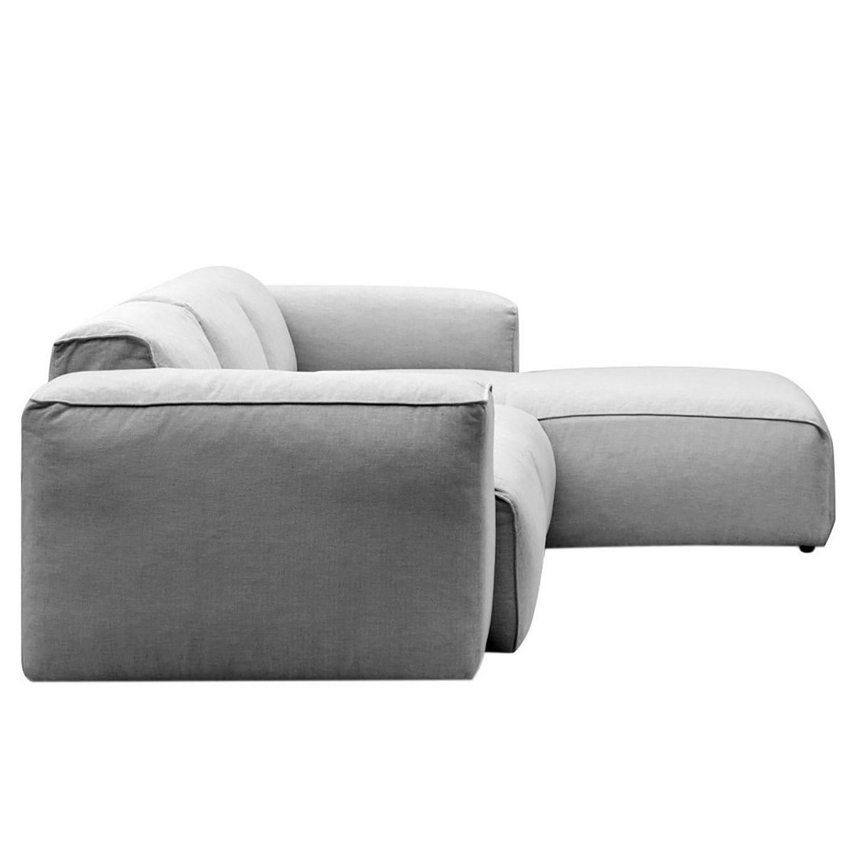 3-SITZER ECKSOFA mit Longchair - Hellgrau/Schwarz, Kunststoff/Textil (251/173cm) - home24
