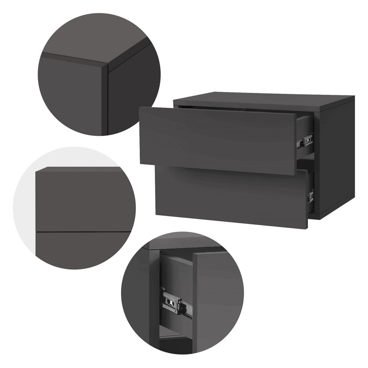 NACHTTISCH 2er Set - Dunkelgrau, Holzwerkstoff (29/30/42cm) - ML-DESIGN