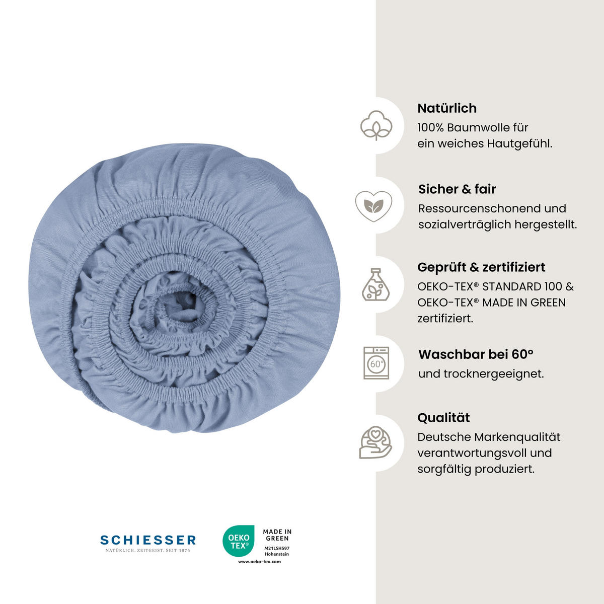 SPANNBETTLAKEN Jessi - Edeljersey - 100 x 200 cm - Hellblau - Hellblau, Textil (100/200cm) - SCHIESSER