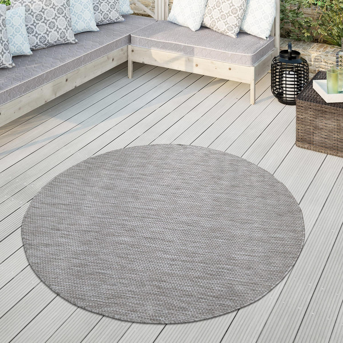 OUTDOORTEPPICH Grau Ø 200 cm - Grau, Kunststoff (200/200cm) - TT Home