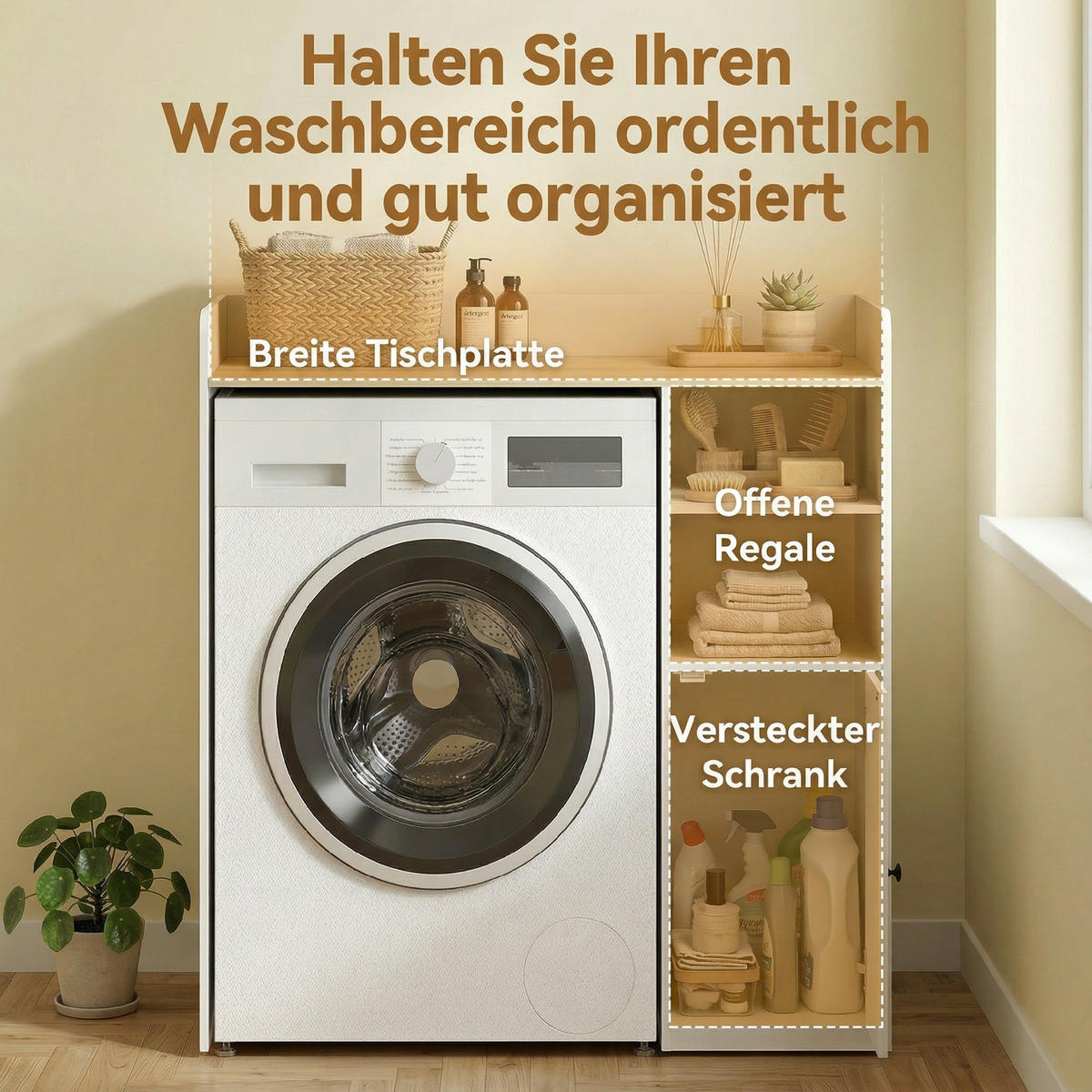 WASCHMASCHINENSCHRANK MDF Weiß Natur - Weiß, Holzwerkstoff (60/100/93.5cm) - HOMCOM