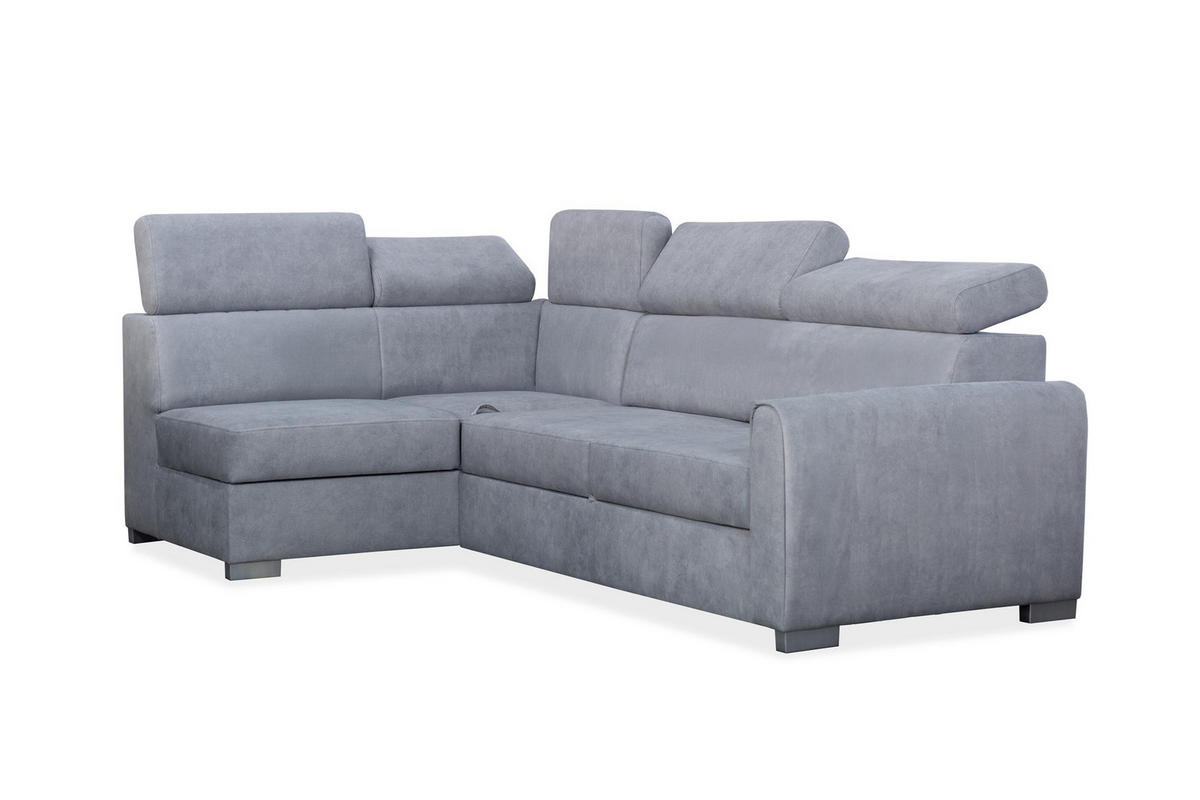ECKSOFA Covo Grau, mit Schlaffunktion und verstellbaren Kopfstützen, linke seite - Grau, Holzwerkstoff (253/156cm) - Bettso