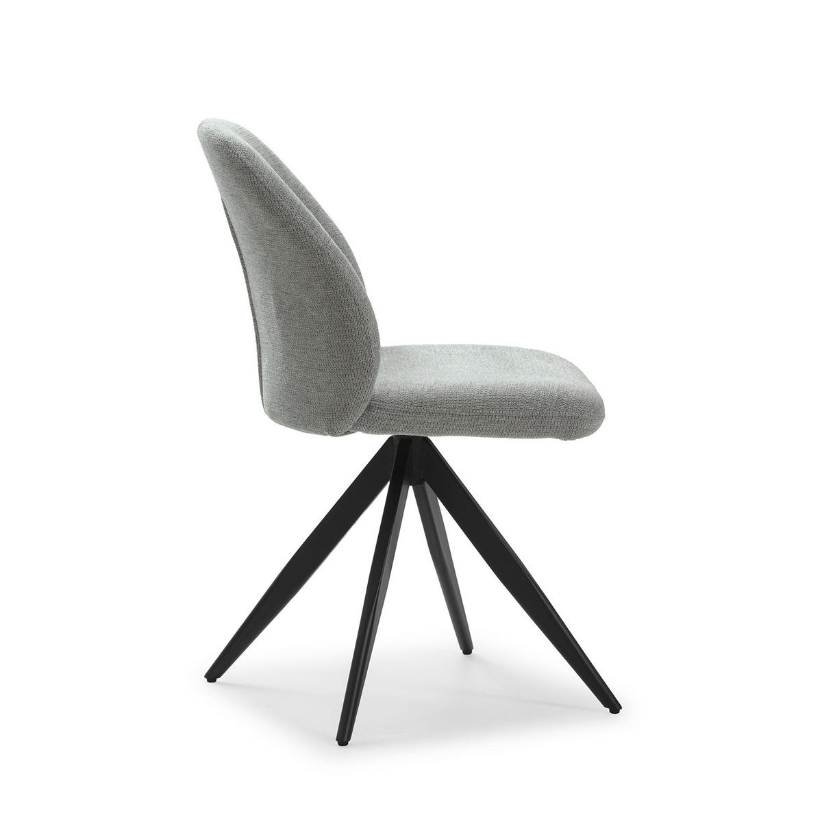 STÜHLEN (Set aus 2) aus stoff mit schwarzen metallbeinen - tamara 47/60/49 cm - Grau, Textil (60/49/47cm) - Calicosy