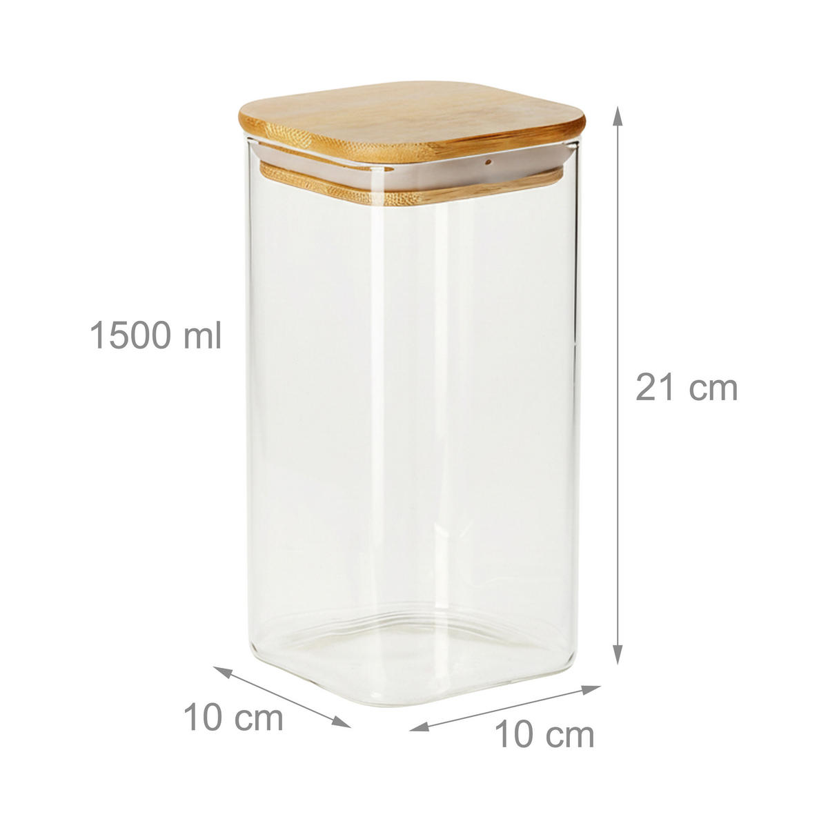 3XSKLENĚNÉ dózy - průhledná, dřevo/plast (10/21/10cm) - Relaxdays