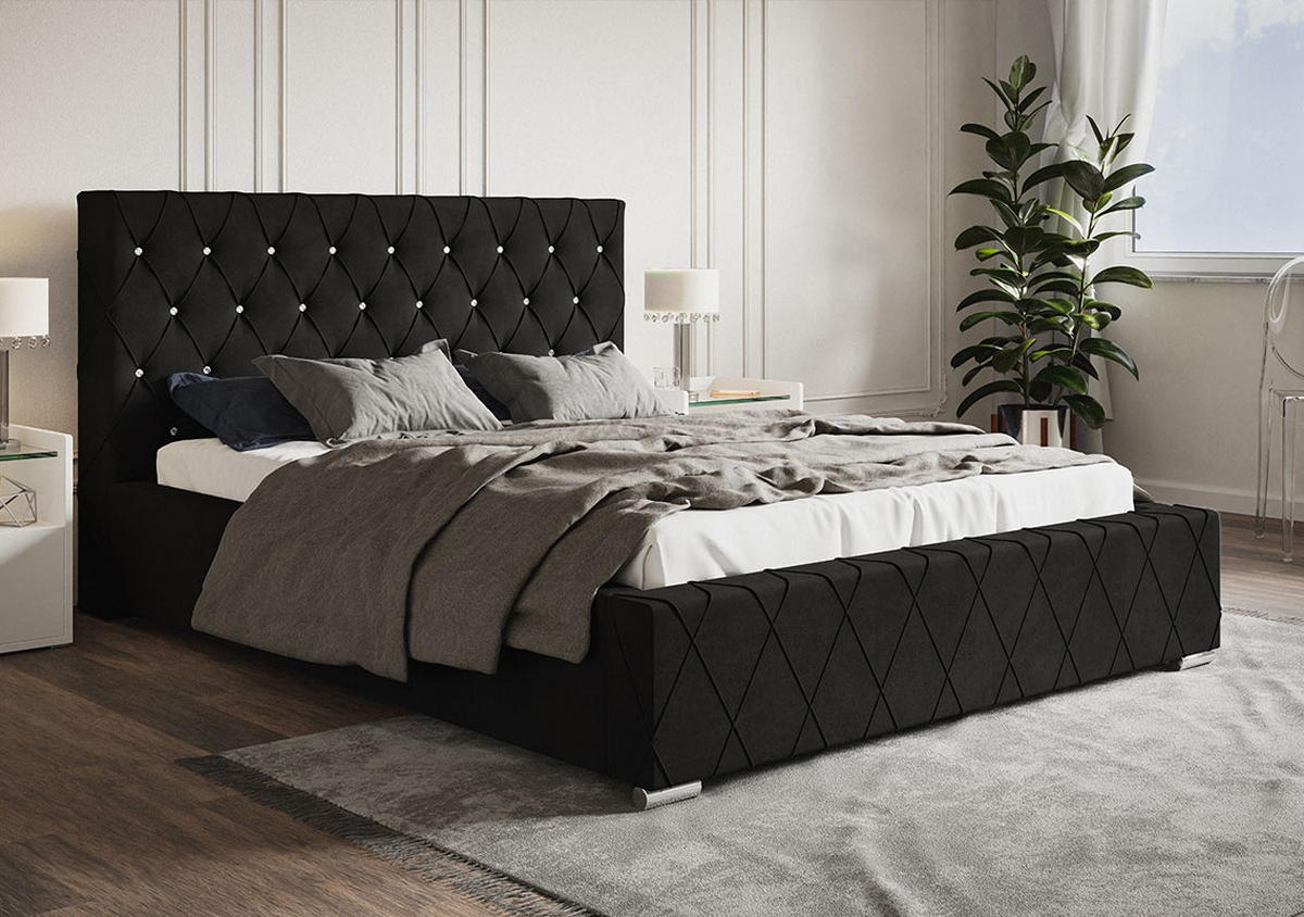 BETT Schwarz BEN 4 Glamour 180x200 cm - Schwarz, Textil (180/200cm) - Sepro Meble