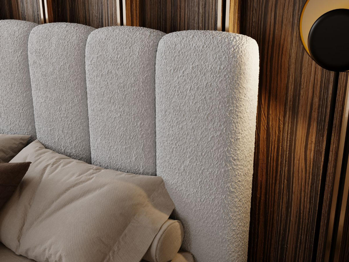 POLSTERBETT Imperial 180x200 Bouclé-Stoff Hellgrau - Hellgrau, Textil (180/200cm) - Graingold