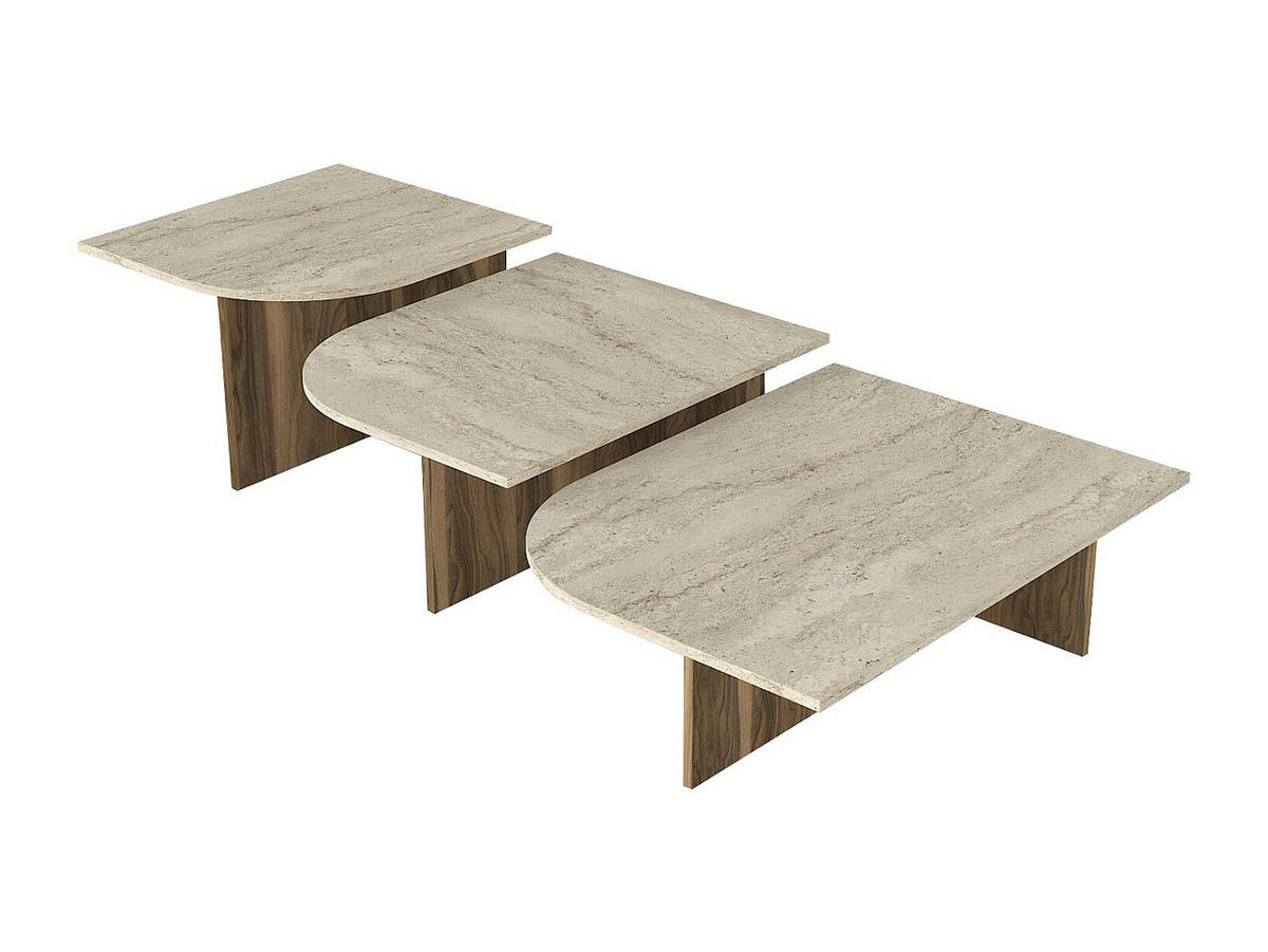 COUCHTISCH Set - 95cm x 70cm - Holzspan - beige - OMELINA - Beige, Holz (70/95/44.6cm) - Vente-Unique