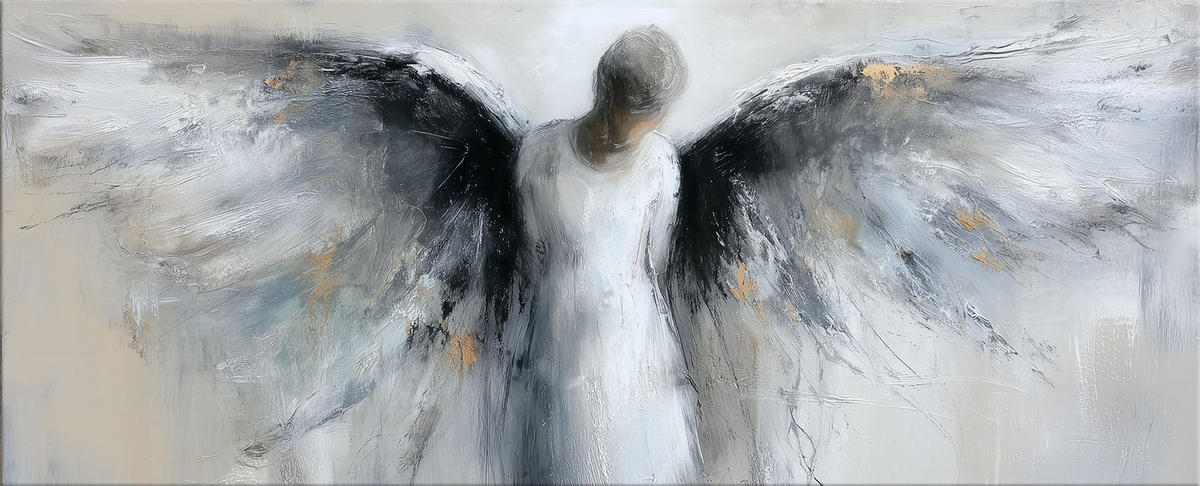 GLASBILD 125x50 cm Engel Kunst beige - Beige, Glas (125/50cm) - artissimo