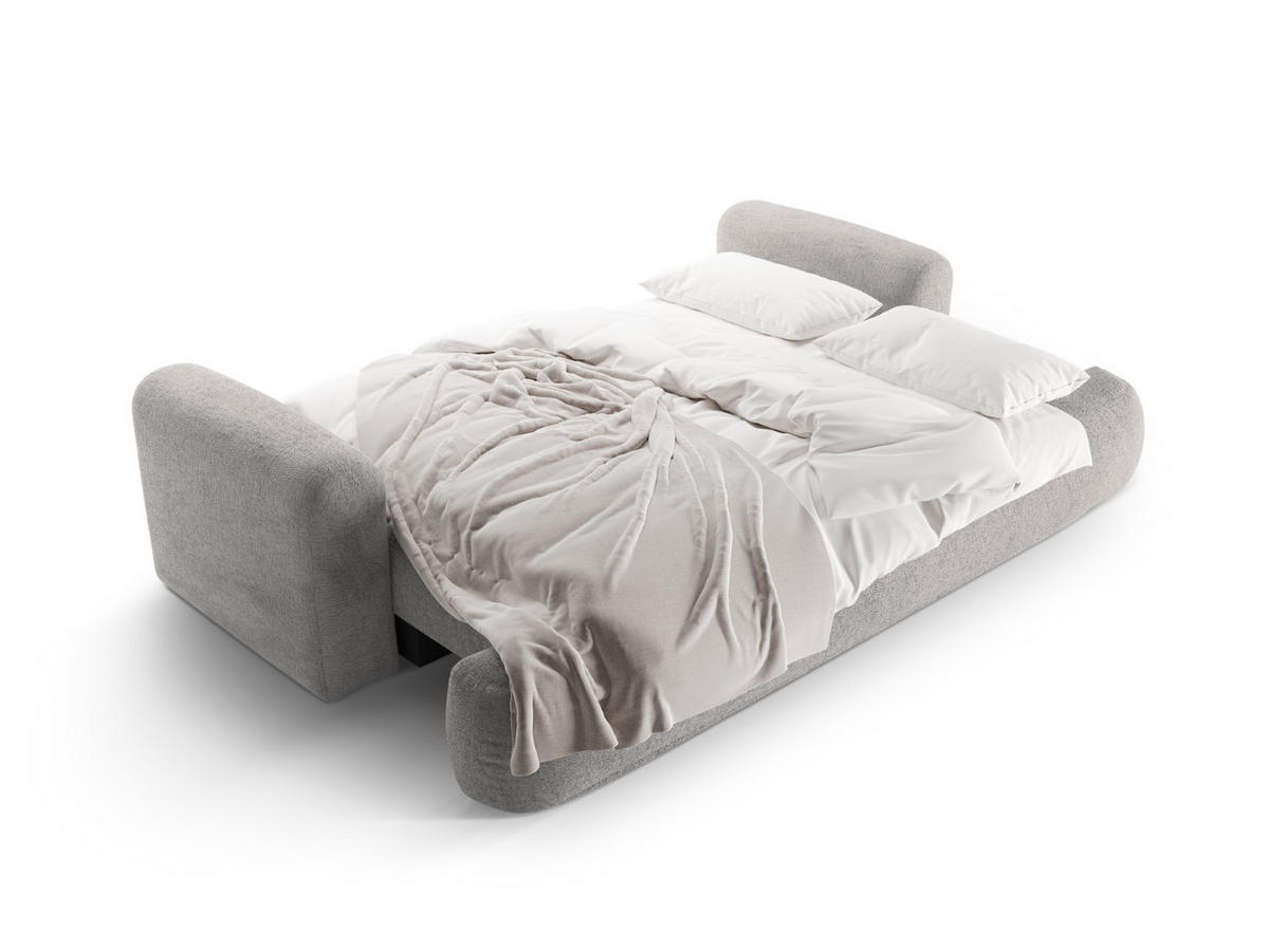 SOFA ausklappbar mit Bettkasten Ella aus strukturiertem Stoff dunkelbeige 3 Sitzplätze - Mokka, Textil (108/94/271cm) - Micadoni