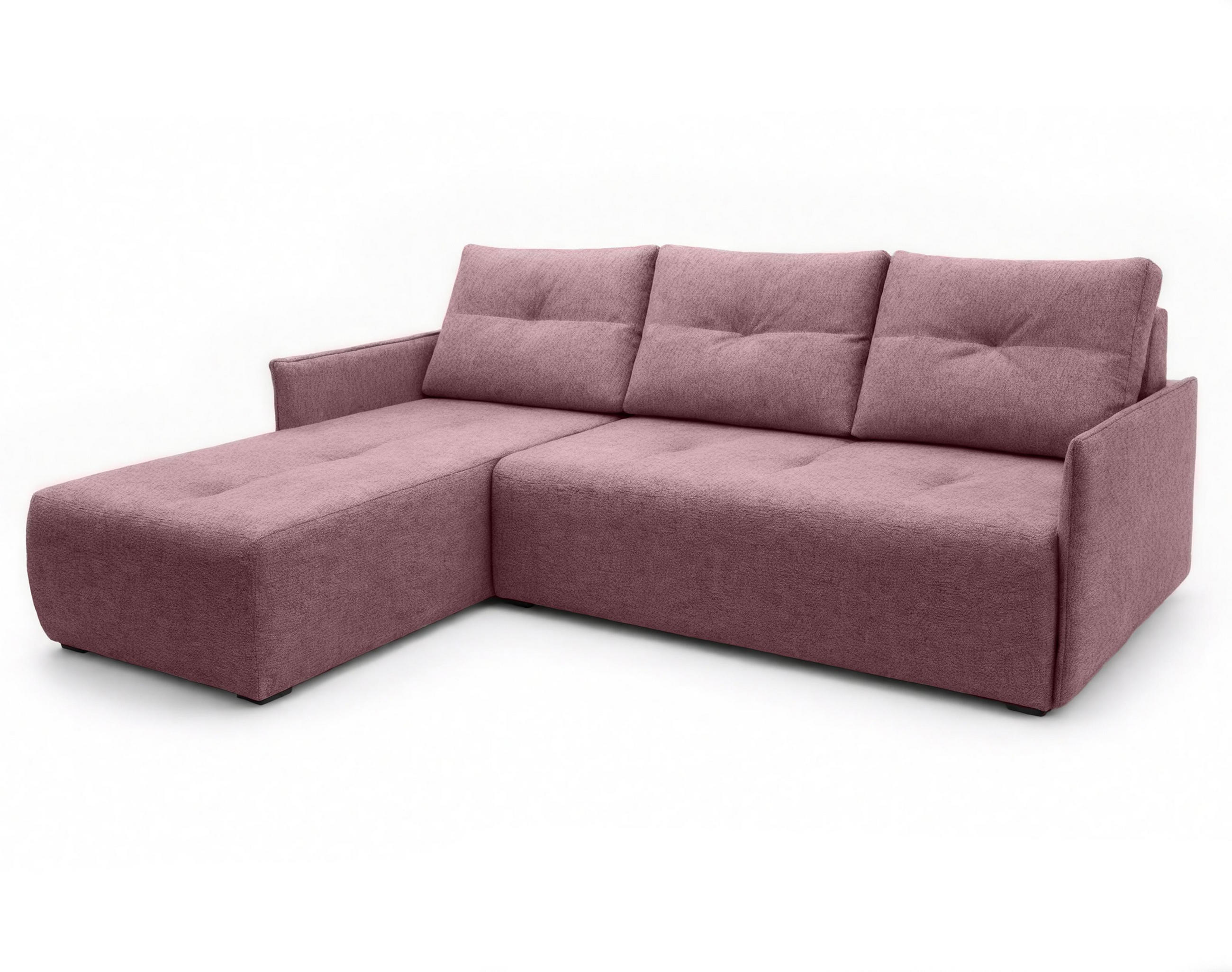 ECKSOFA L Form Damascus Rosa 212/143/88 cm Links mit Schlaffunktion - Schwarz/Rosa, Kunststoff/Textil (143/212cm) - AX Living