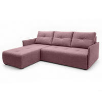 ECKSOFA L Form Damascus Rosa 212/143/88 cm Links mit Schlaffunktion - Schwarz/Rosa, Kunststoff/Textil (143/212cm) - AX Living