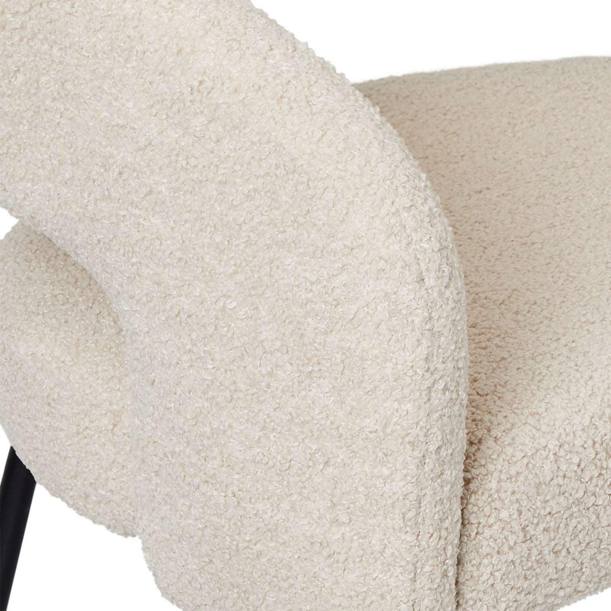 ARMLEHNSTUHL-SET 2 Stück in Teddystoff - Beige/Schwarz, Textil/Metall (57/81/56cm) - Furnhouse