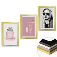 WANDBILDER 3er Set - 20x30 cm Goldrahmen - Stilvolle pinkfarbene Accessoires - Goldfarben, Kunststoff (20/30cm) - ArtPrintCave