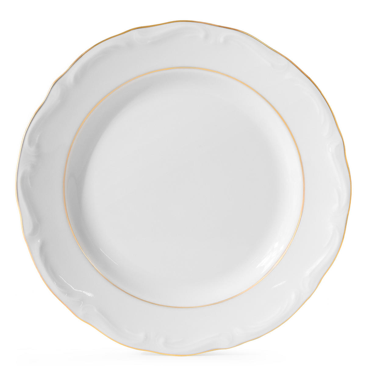 SPEISETELLER Chodziez MARIA TERESA 6-tlg Porzellan mit Goldrand, Weiß / Gold - Goldfarben/Weiß, Keramik (25cm) - KONSIMO®