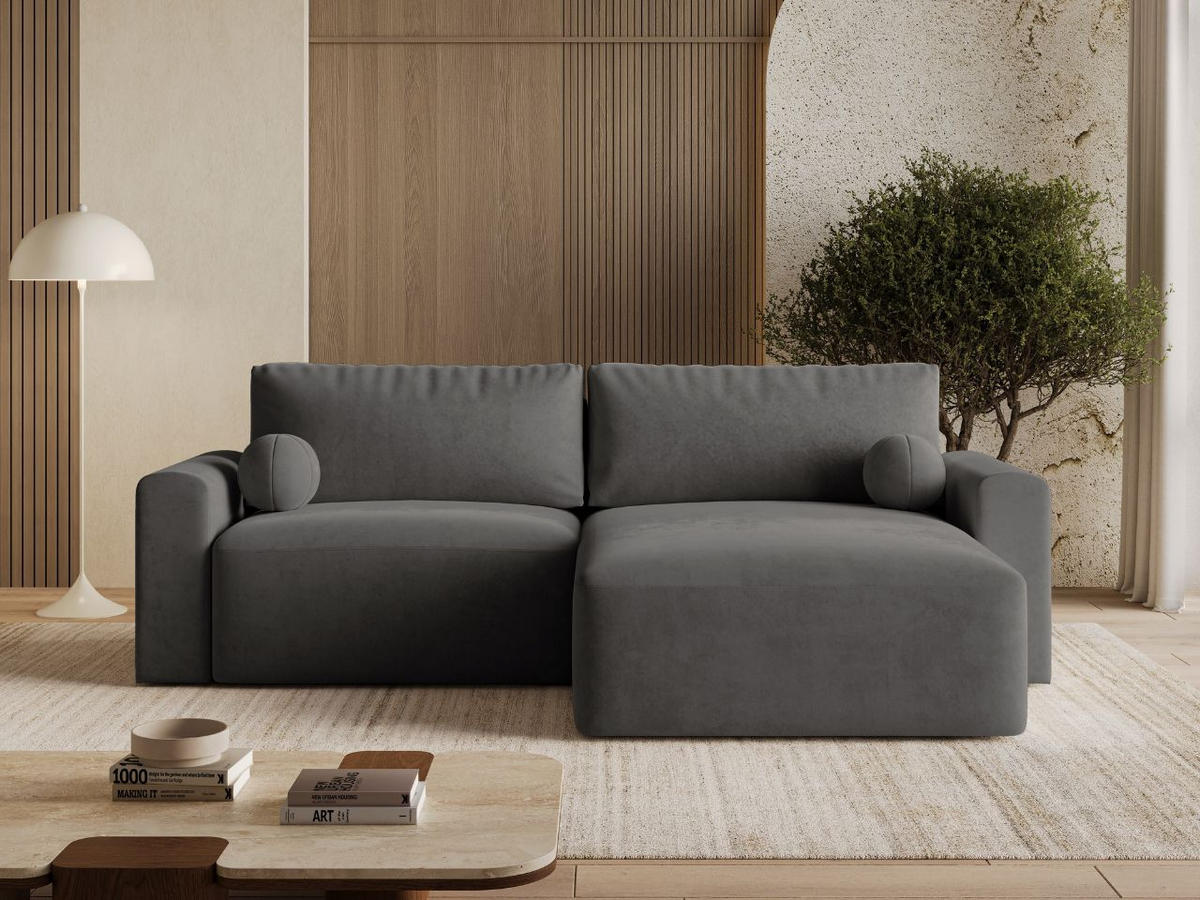 ECKSOFA Aurora Dunkelgrau - Dunkelgrau, Holz/Textil (259/145cm) - Graingold