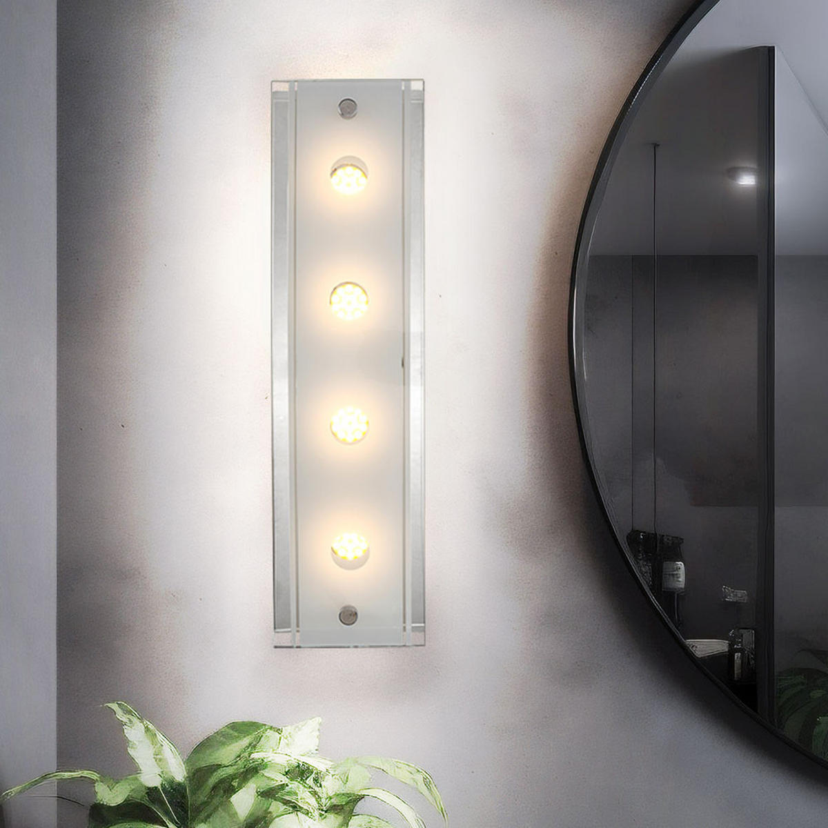 LED WANDLEUCHTE KADIRA Silber Glas satiniert - Silberfarben, Glas (9/6.5/33cm) - Globo Lighting