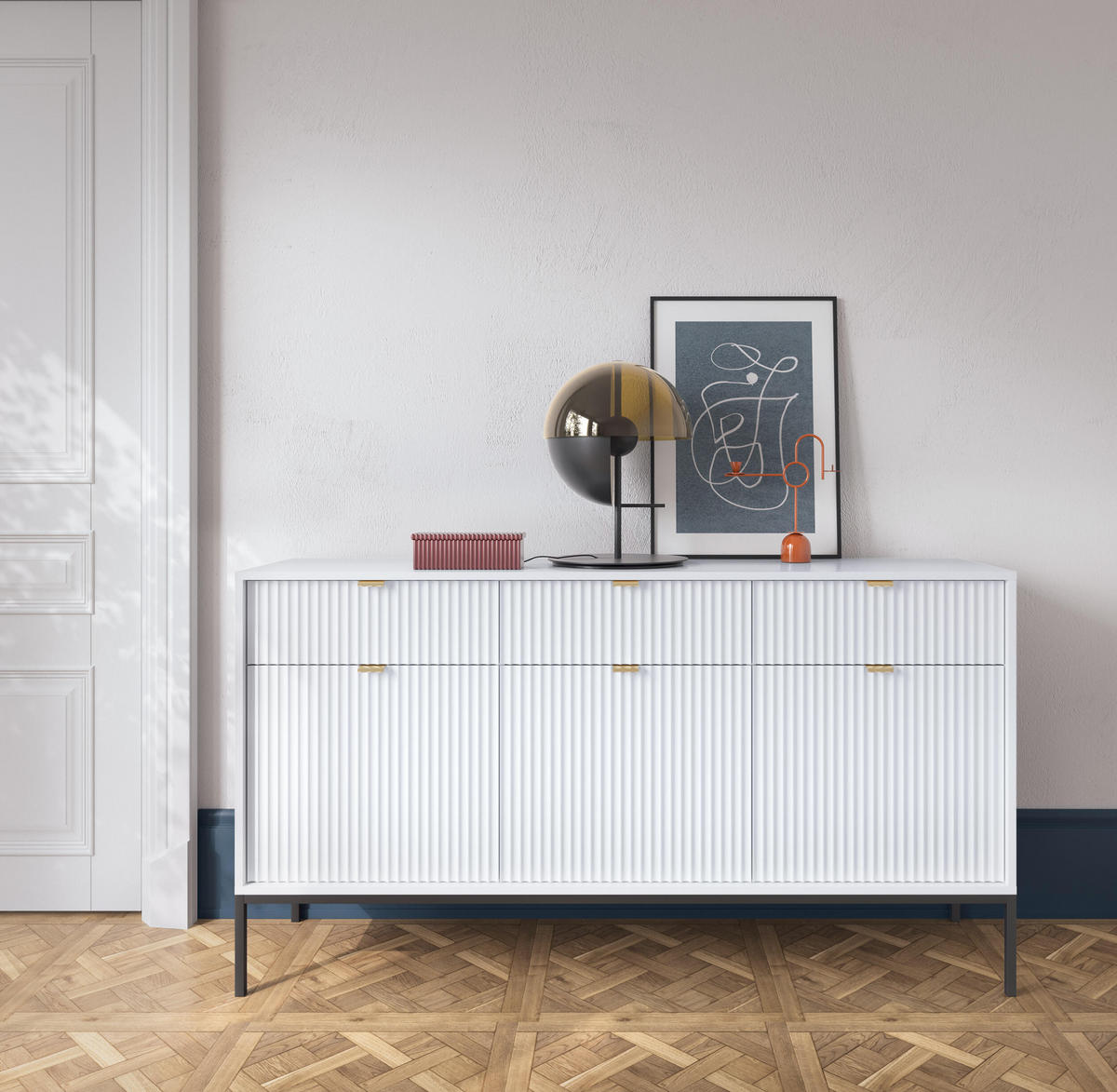 SIDEBOARD WEIß - Weiß, Holzwerkstoff (154/83/39cm) - FURNLUX