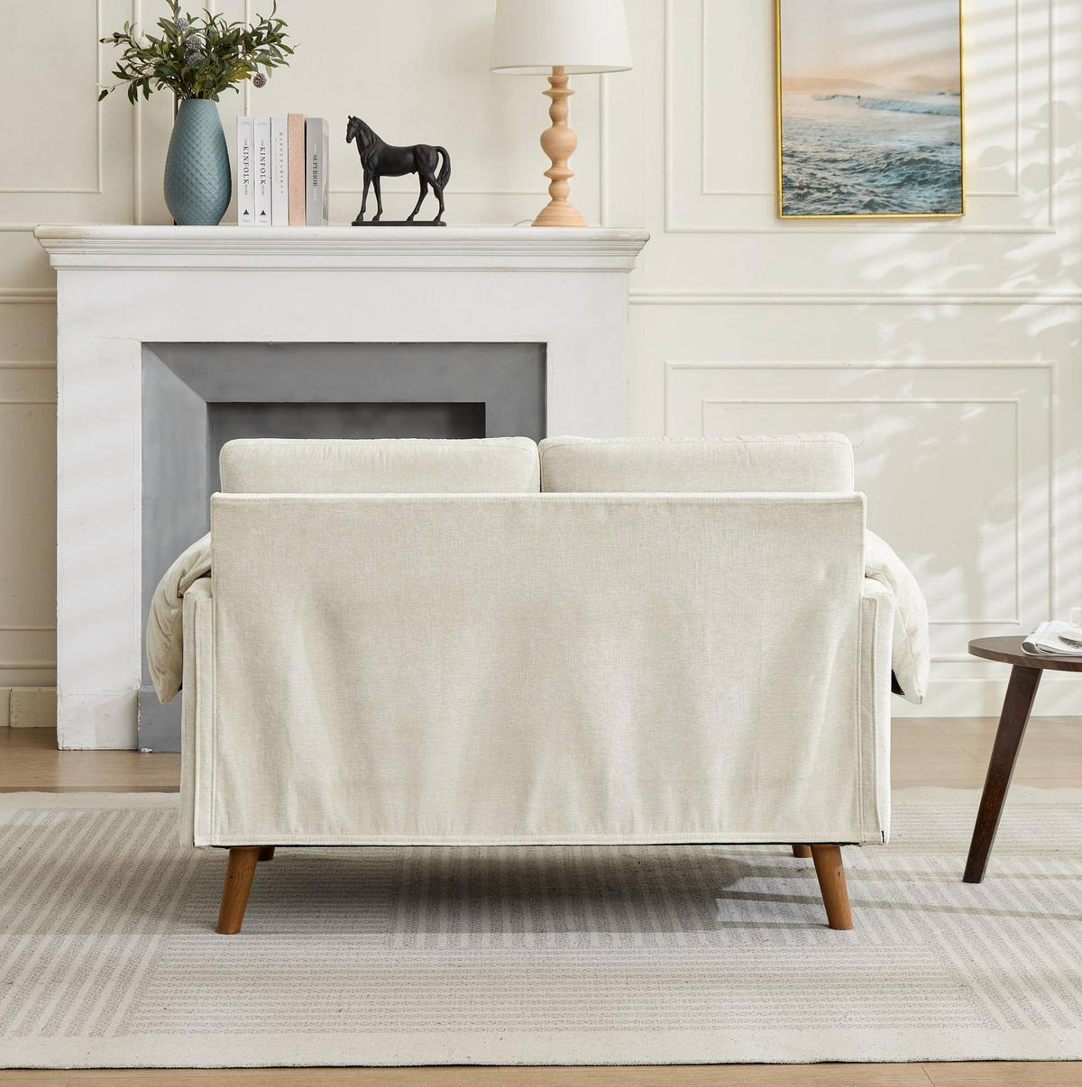 SOFA 2-Sitzer aus Chenille Beige - Beige, Holzwerkstoff (70/85/124cm) - Meubliv