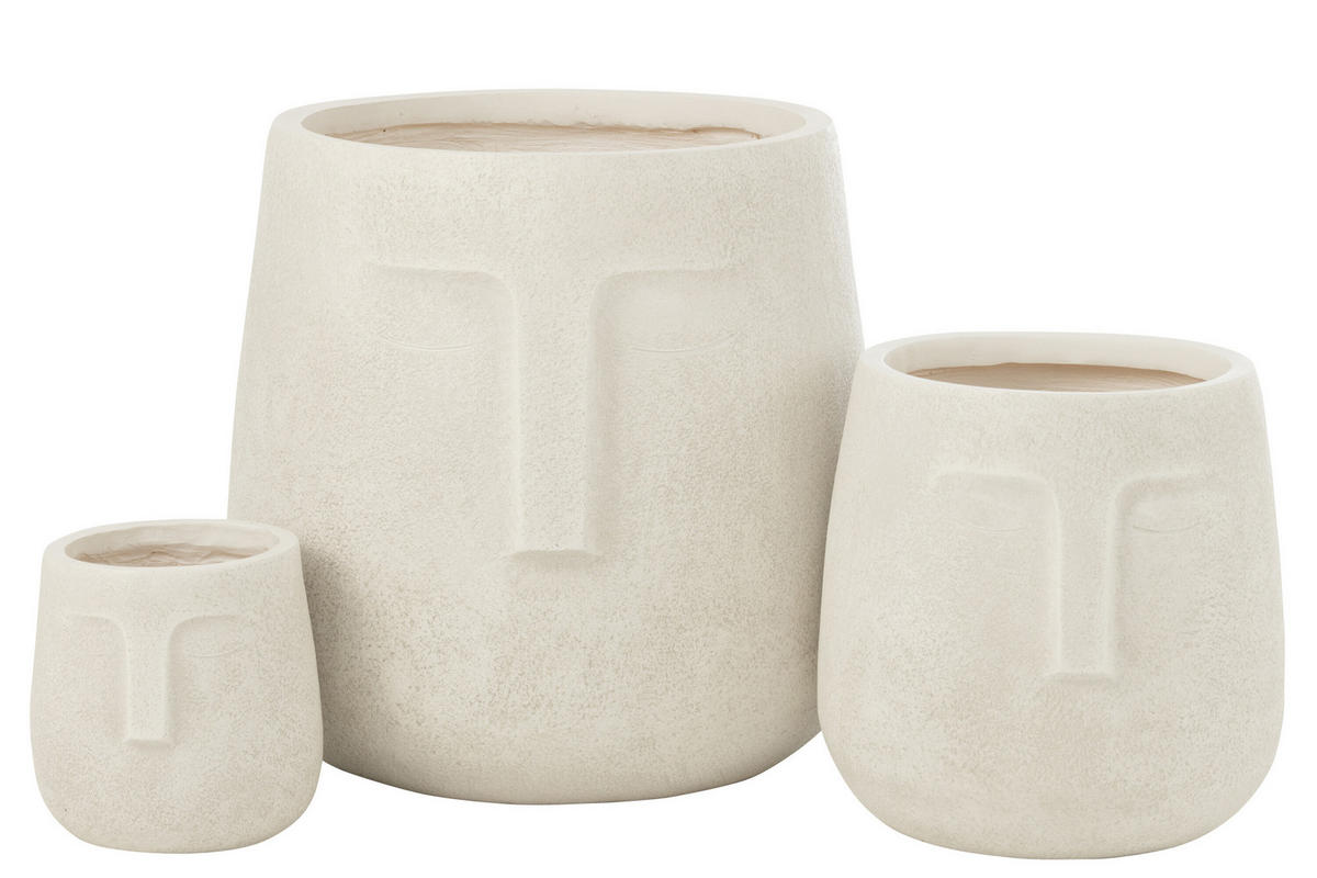 BLUMENTÖPFE MOAI - Töpferei - Weiß - 3er set - Ø 44 cm - Weiß, Keramik (44/42.5cm) - J-Line