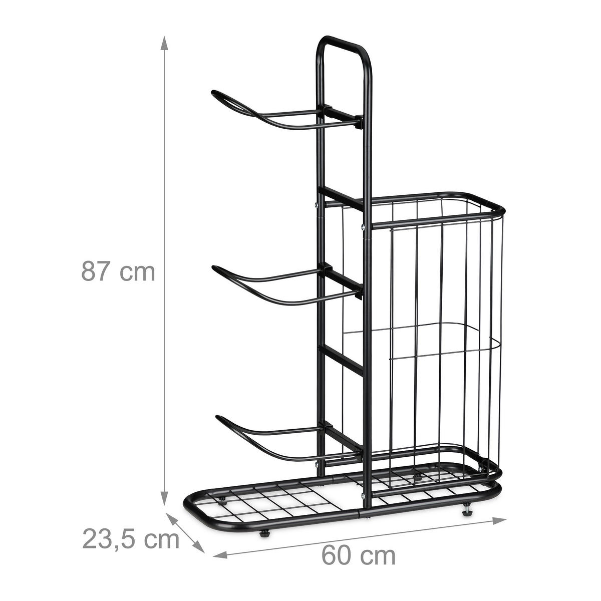 STOJAN na lopty - čierna, kov (60/87/23.5cm) - Relaxdays