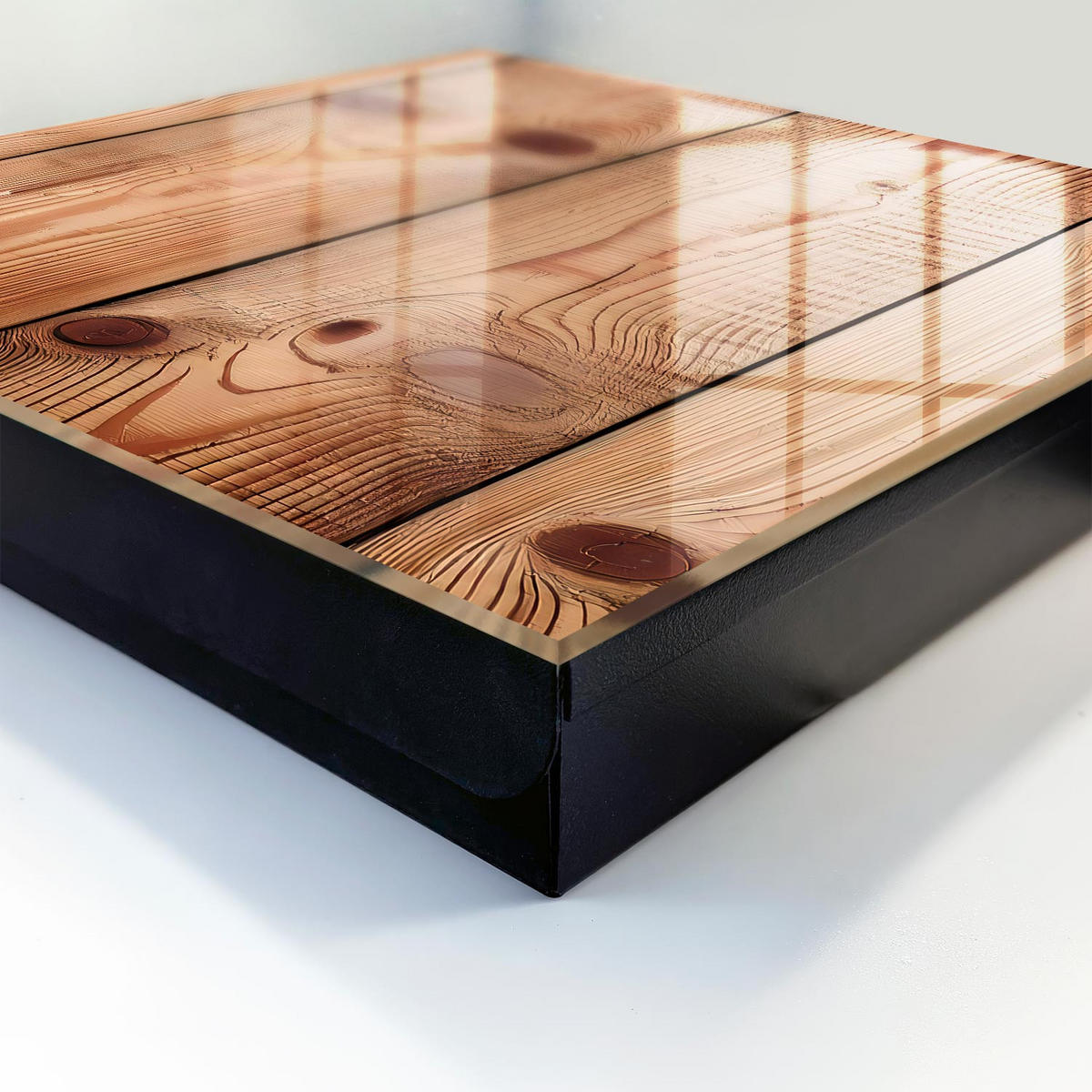 SCHLÜSSELBOX Schwarz 30x30 cm- Türöffnung nach rechts - Holzringe - Braun, Metall (30/30/5cm) - TULUP