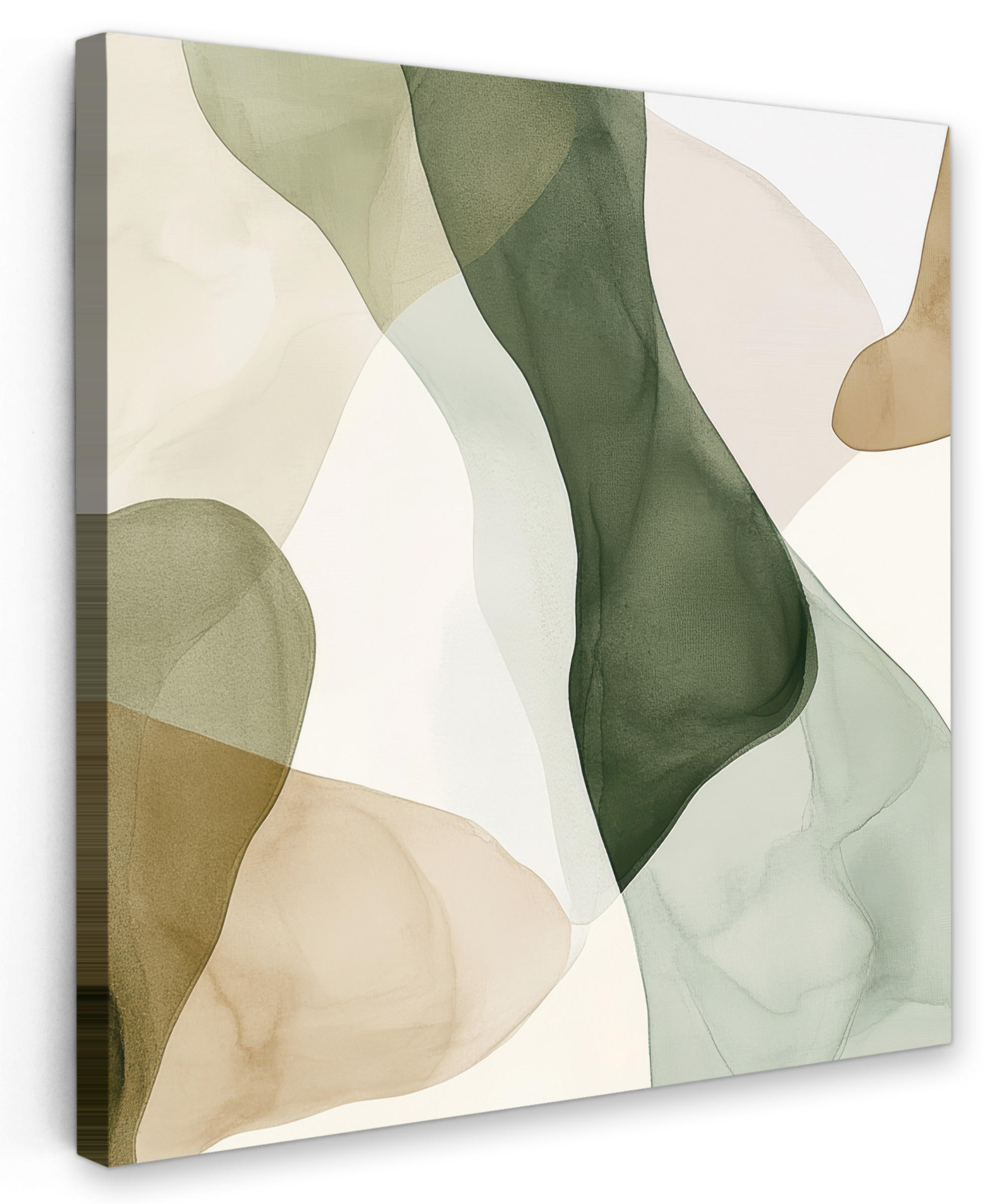 LEINWANDBILD Japandi - Abstrakt - Grün 90x90 cm - Salbeigrün, Textil (90/90cm) - MuchoWow