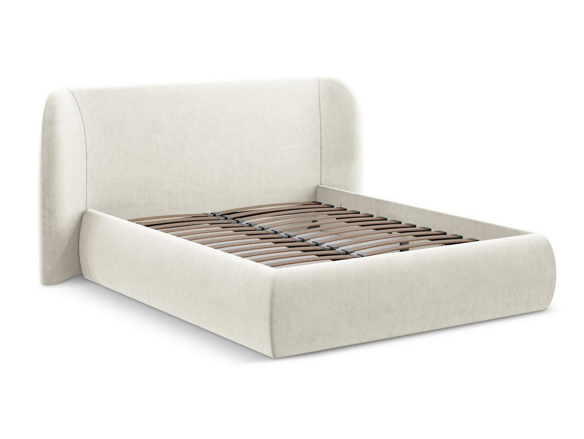 POLSTERBETT mit Bettkasten und Lattenrost 210x215 Beige - Beige/Creme, Kunststoff/Textil (160/200cm) - Makamii