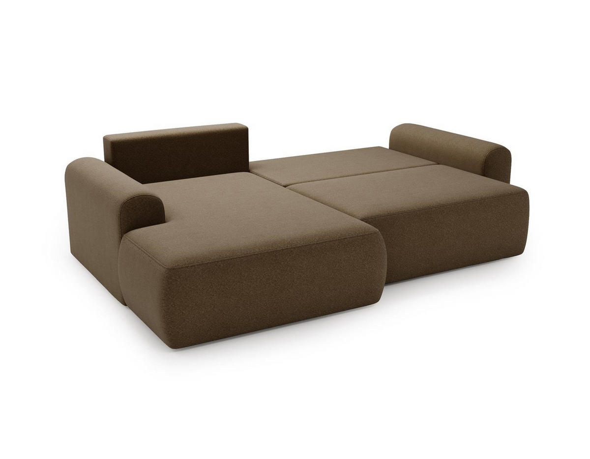 ECKSOFA Aurora Braun, mit Schlaffunktion in Lambi Stoff, linke seite - Braun, Holzwerkstoff/Textil (257/177cm) - Bettso