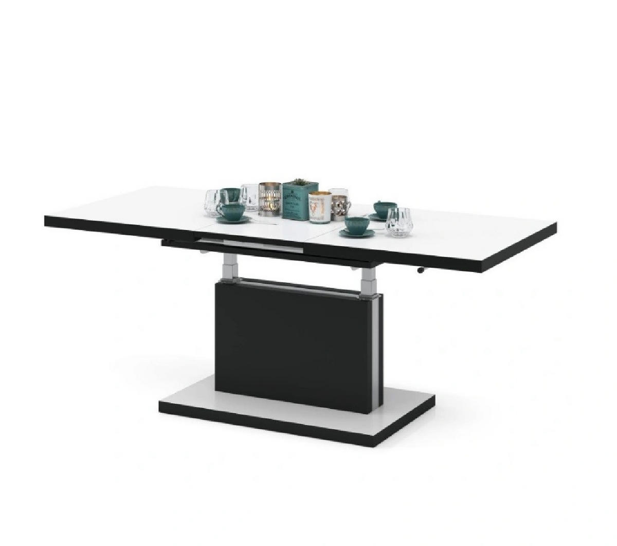 COUCHTISCH rechteckig Weiß matt - Schwarz matt ausziehbar höhenverstellbar - Schwarz/Weiß, Holzwerkstoff (80/120/56cm) - designimpex