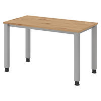 SCHREIBTISCH Serie-Q (Mini) 67,2/120/74 cm in Wildeiche/Silberfarben - Wildeiche/Silberfarben, Holzwerkstoff (67.2/120/74cm) - bümö