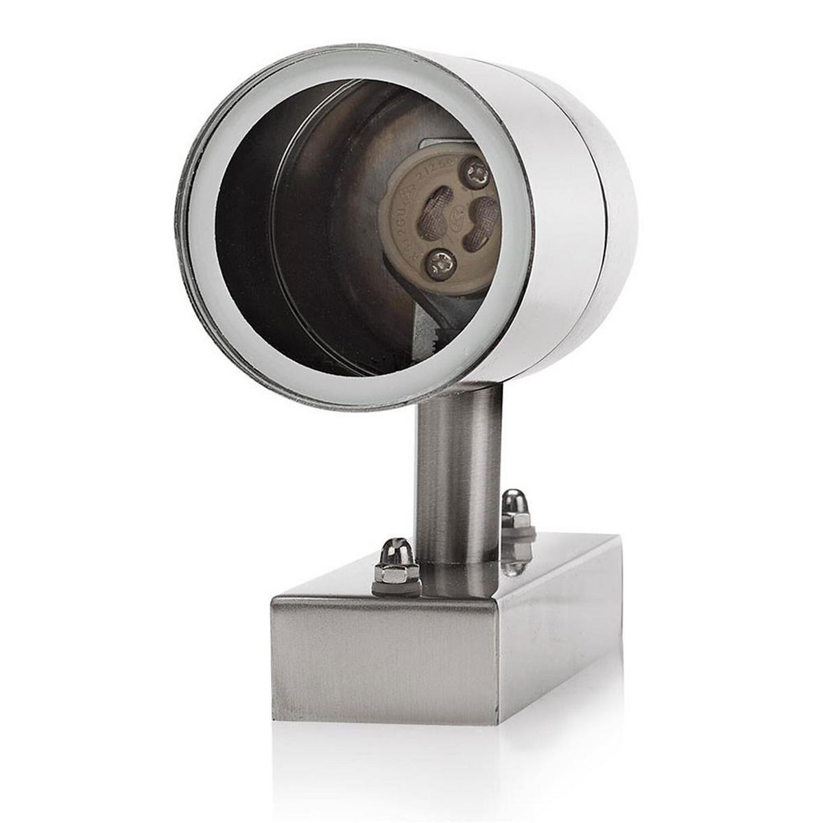 LED AUSSEN-WANDLEUCHTE Edelstahl Silber - Silberfarben, Metall (6/10/6cm)