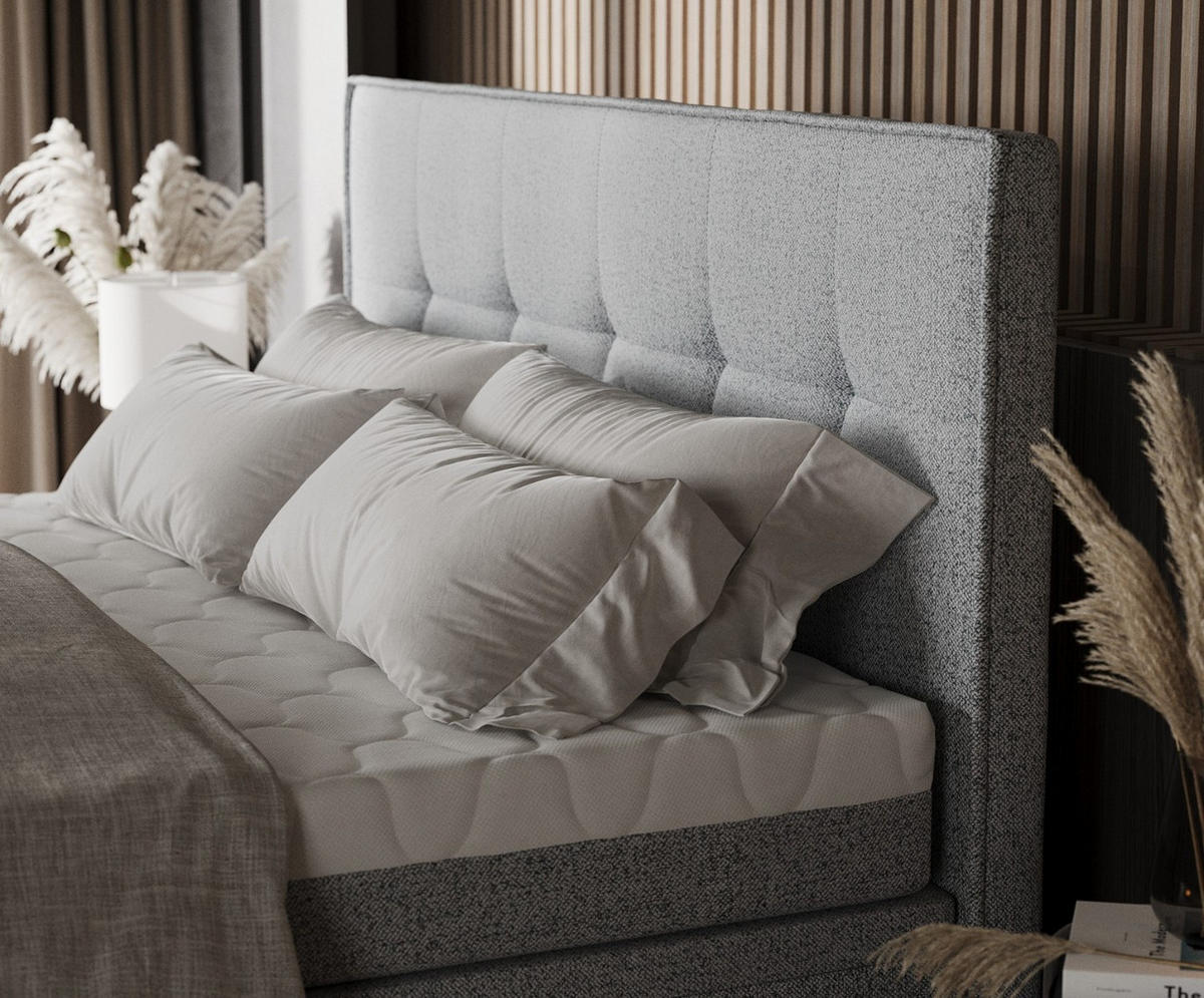 BOXBETT Arivo 200/200 cm Grau im Riva Stoff - Schwarz/Grau, Holz/Holzwerkstoff (200/200cm) - AltaBeds