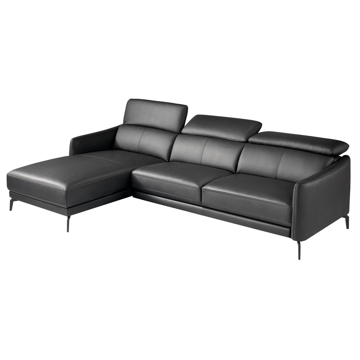 ECKSOFA Linkes Chaiselongue-Sofa aus schwarzem Leder 283/174/94 cm - Schwarz, Leder (283/174cm) - ANGEL CERDA