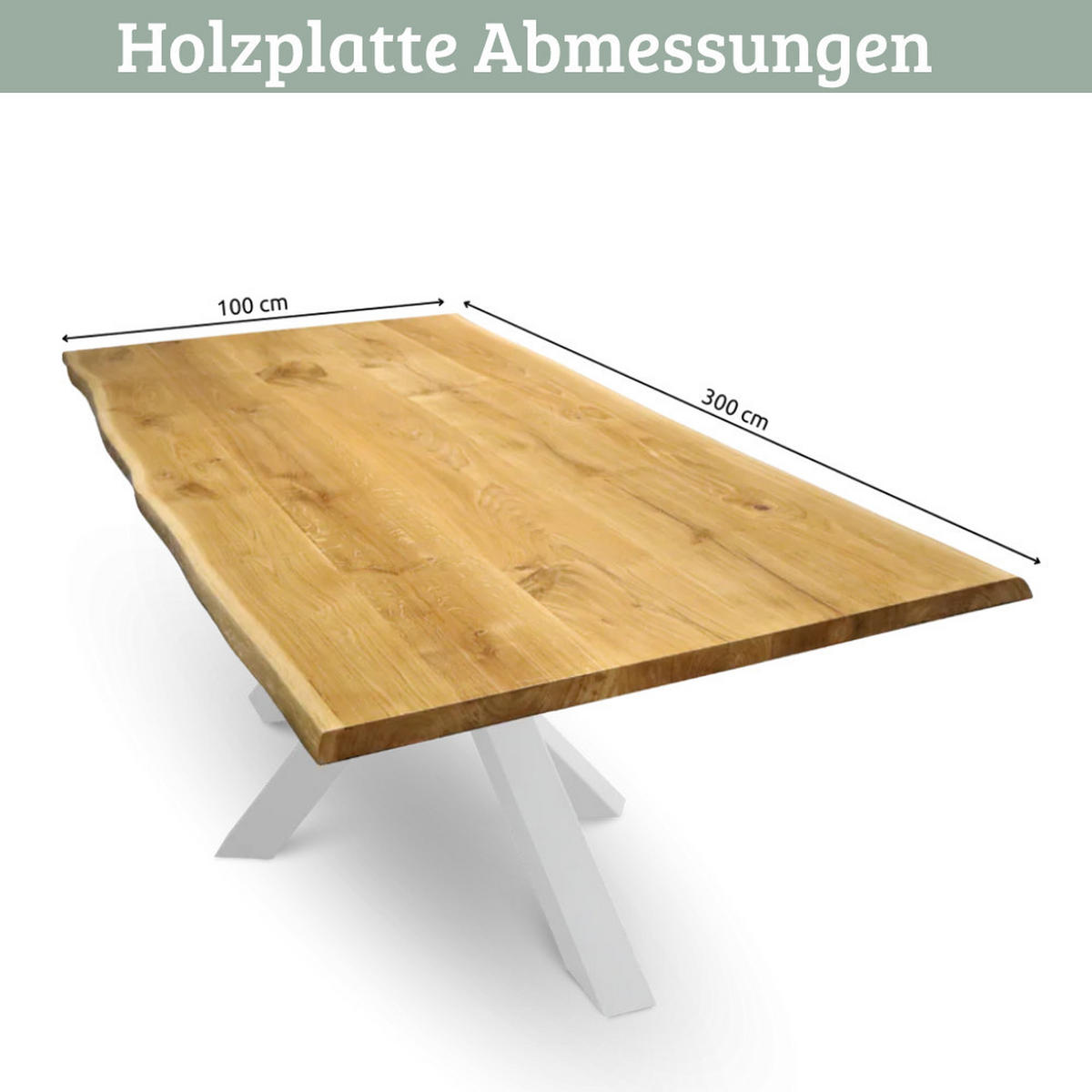 MASSIVHOLZPLATTE Eiche mit Baumkante ERIK 300x100 cm Tischplatte rechteckig - Braun, Holz (300/100/4cm) - DELUKE