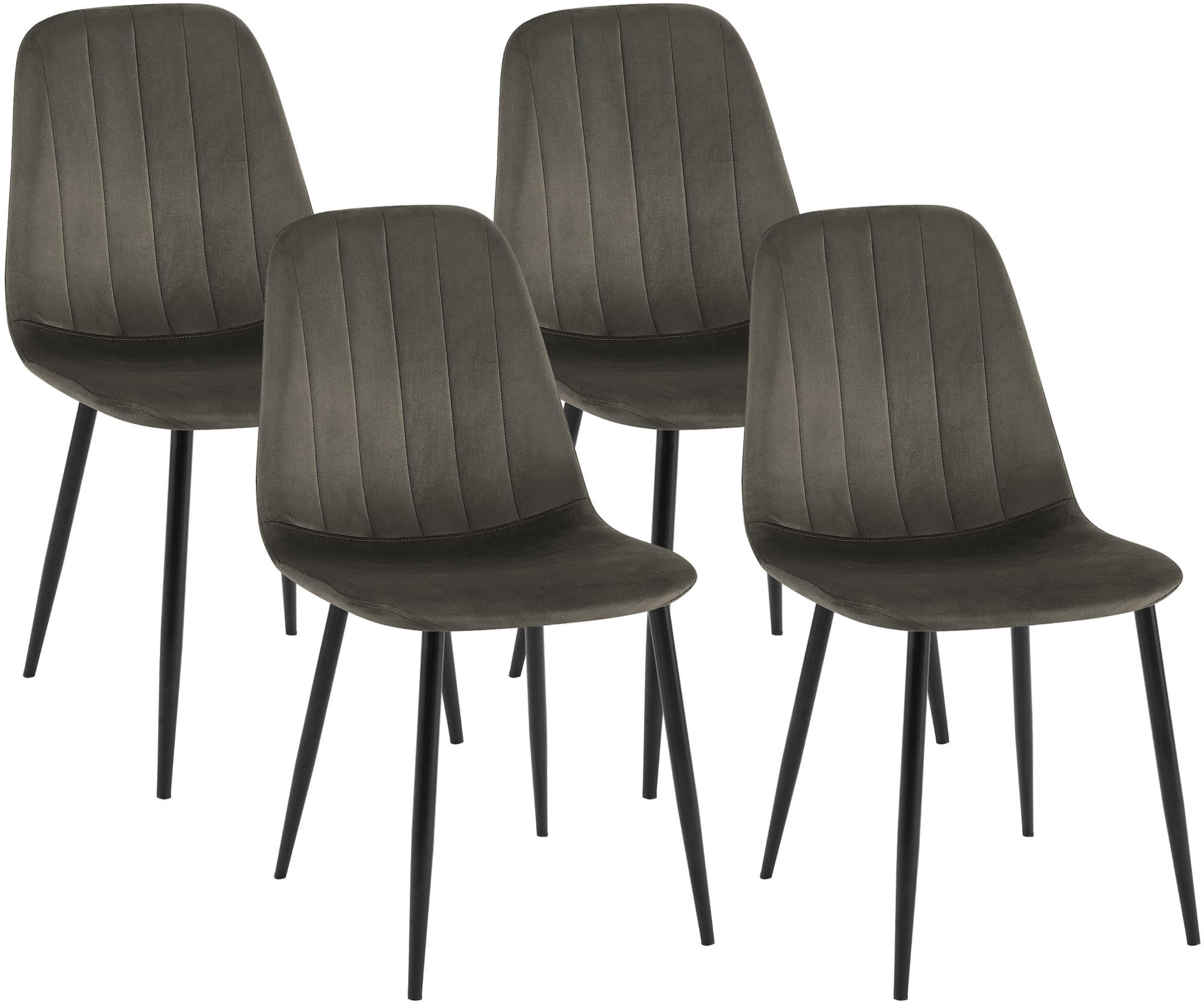 STUHL 4 Samt Anthrazit - Anthrazit/Schwarz, Textil/Metall (45/88/54cm) - CLP
