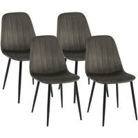 STUHL 4 Samt Anthrazit - Anthrazit/Schwarz, Textil/Metall (45/88/54cm) - CLP