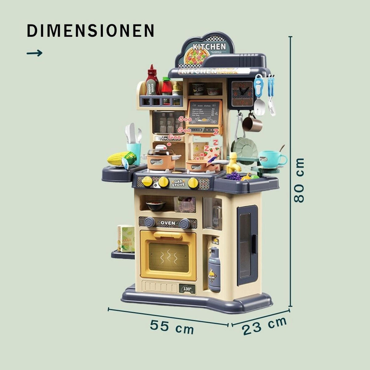 KINDERKÜCHE JOE in Blau mit Zubehör 46-tlg - Blau, Kunststoff (23/55cm) - Coemo