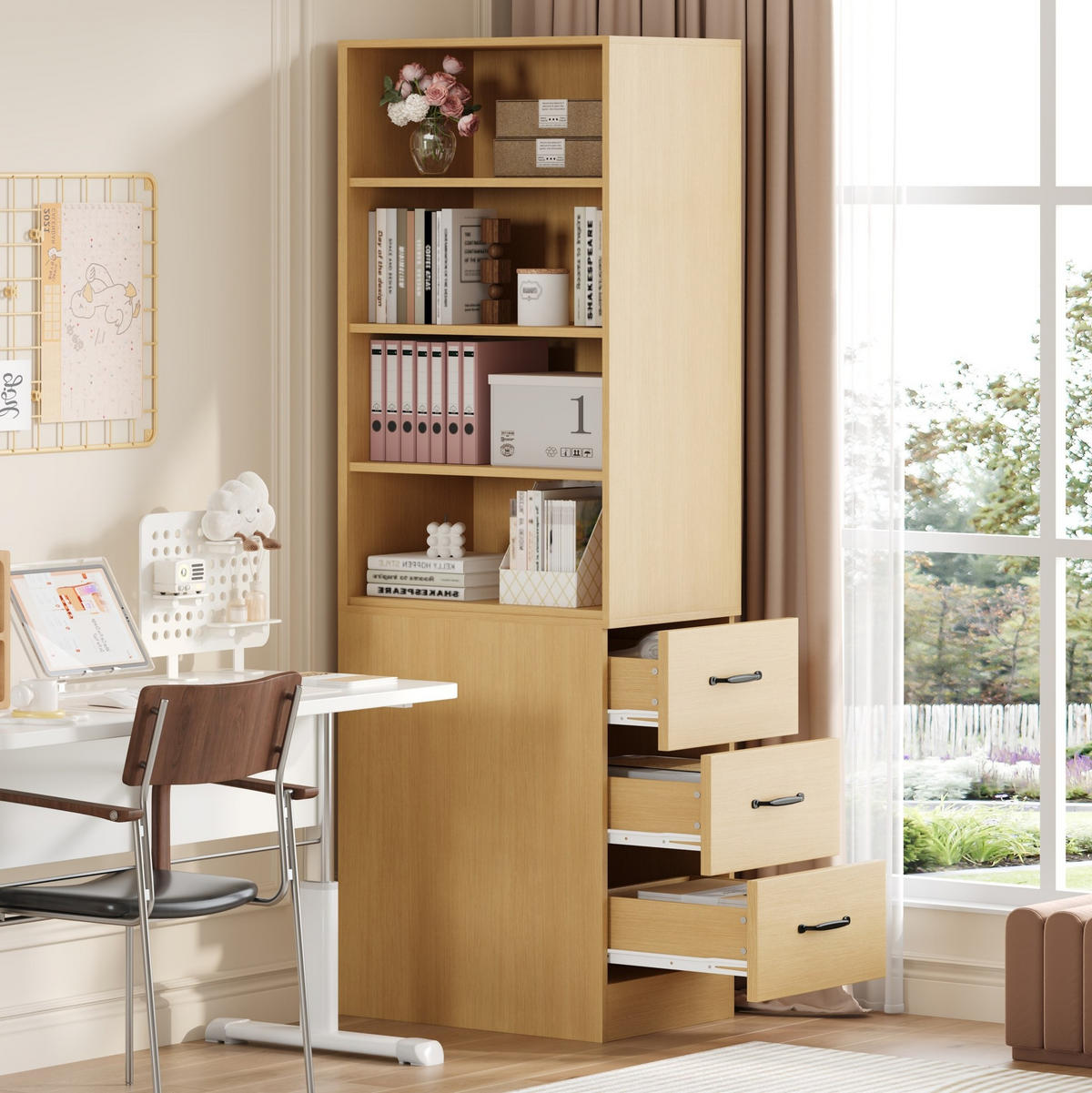HIGHBOARD 60/180/38 cm Eiche aus Spanplatte mit Seitenschubladen - Eichefarben, Holzwerkstoff (38/180/60cm) - OKMYHOME