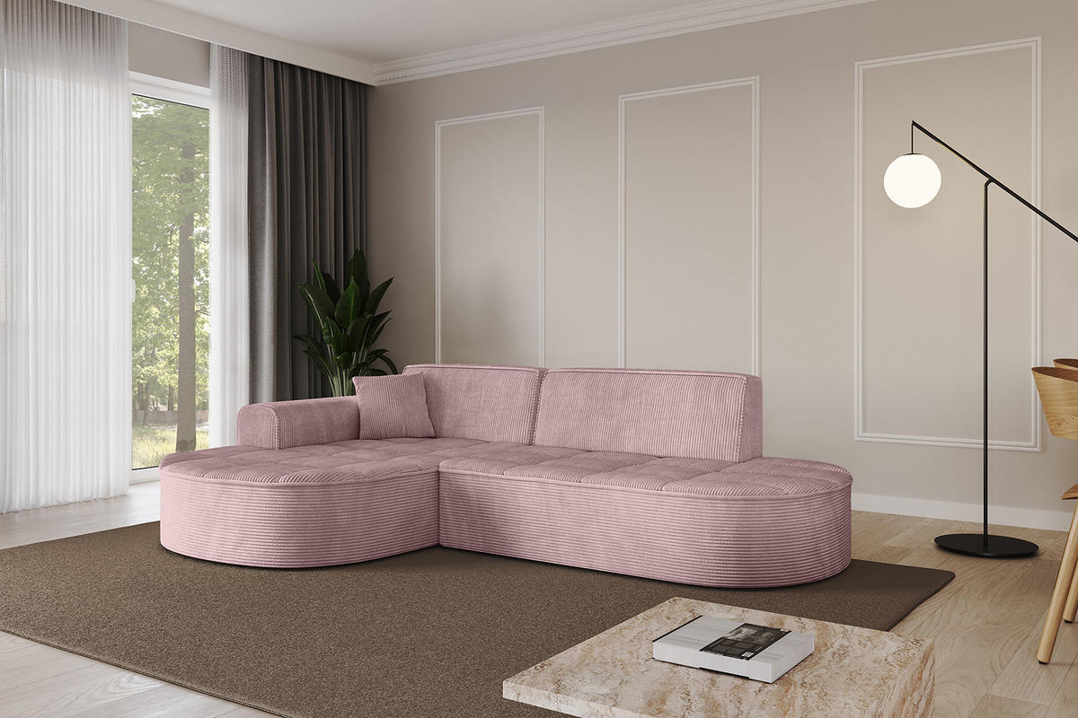 ECKSOFA Ottomane Links TARO-L1 - 243x171x79,5 cm Rosa - Rosa, Holzwerkstoff/Textil (243/171cm) - ALTDECOR
